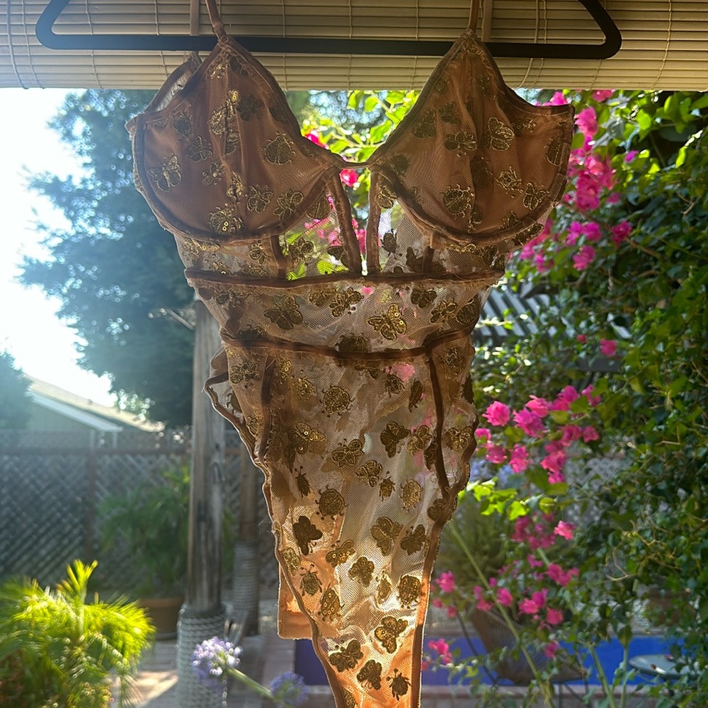 For Love and Lemons Butterfly Sequin BodySuit